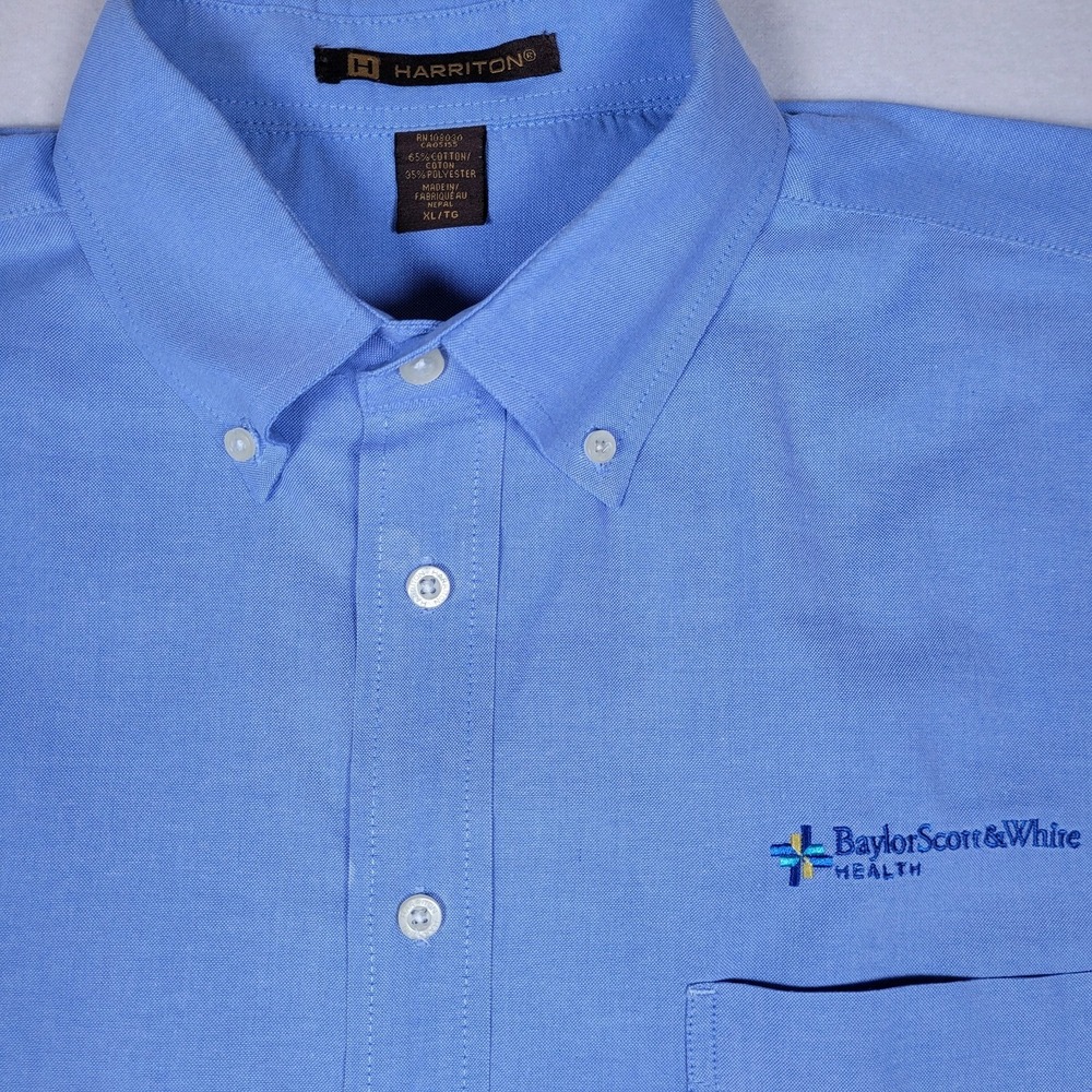 Baylor Scott & White Health Harriton L. Sleeve Men's Blue Button Down Size XL‎
